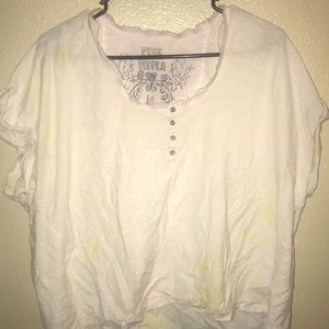 Free People White and Yellow Blouse